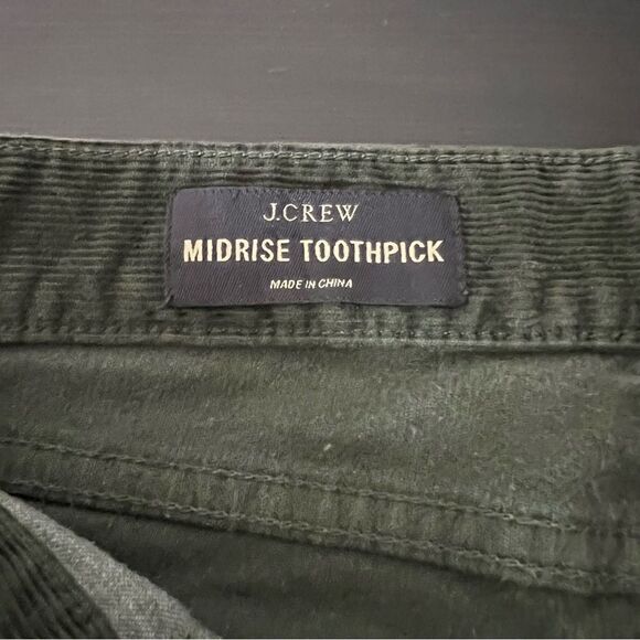 J. Crew Pants Womens 26 Regular Green Midrise Toothpick Corduroy Skinny Stretch - Picture 8 of 15